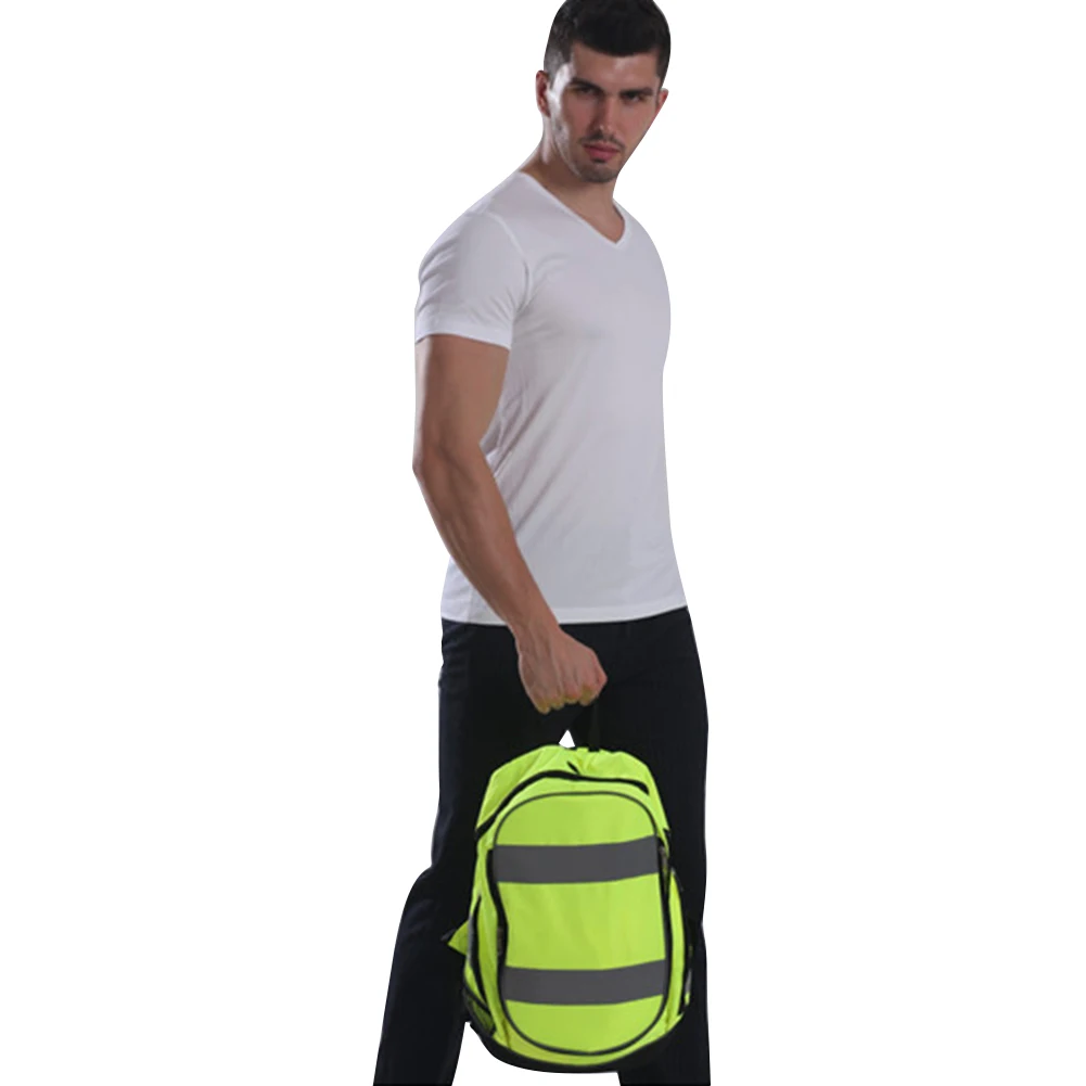 Fashion Fluorescent Green Cycling Backpack Night Reflective Luminous Riding Resistant Safety Backpack Unisex Outdoor Sports Bag