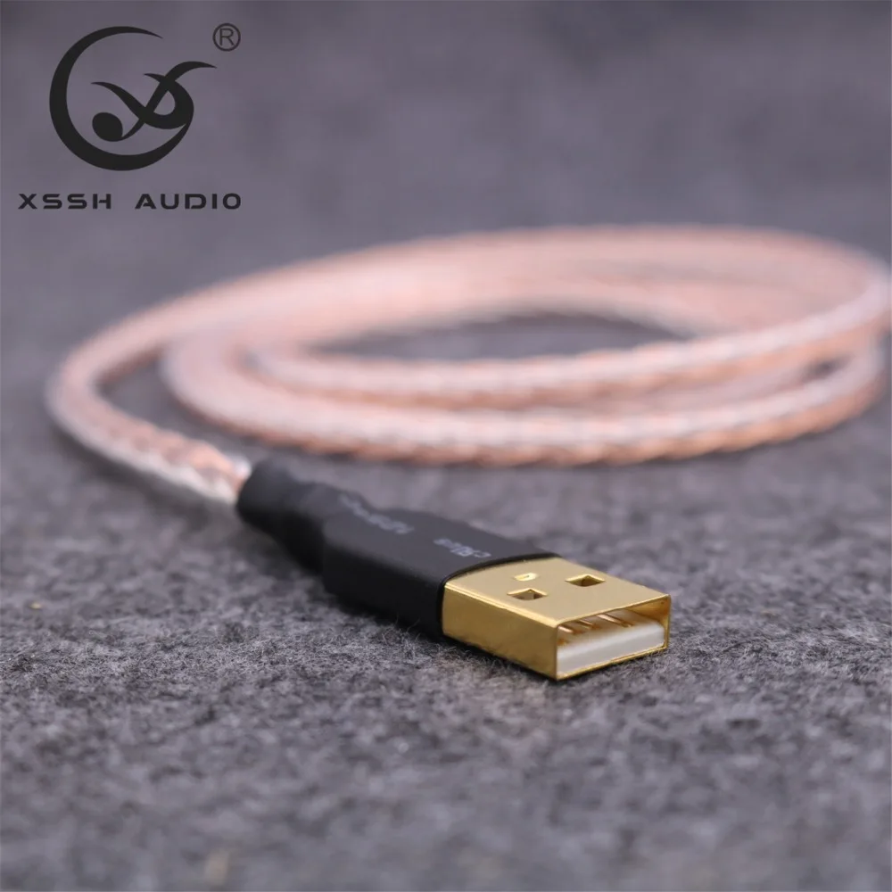 خطوط البيانات XSSH لتقوم بها بنفسك OEM ODM OCC 7n النحاس الفضة مختلط OFC موصل USB A إلى USB B تمديد Aux وصلة كابل الصوت سلك ل DAC