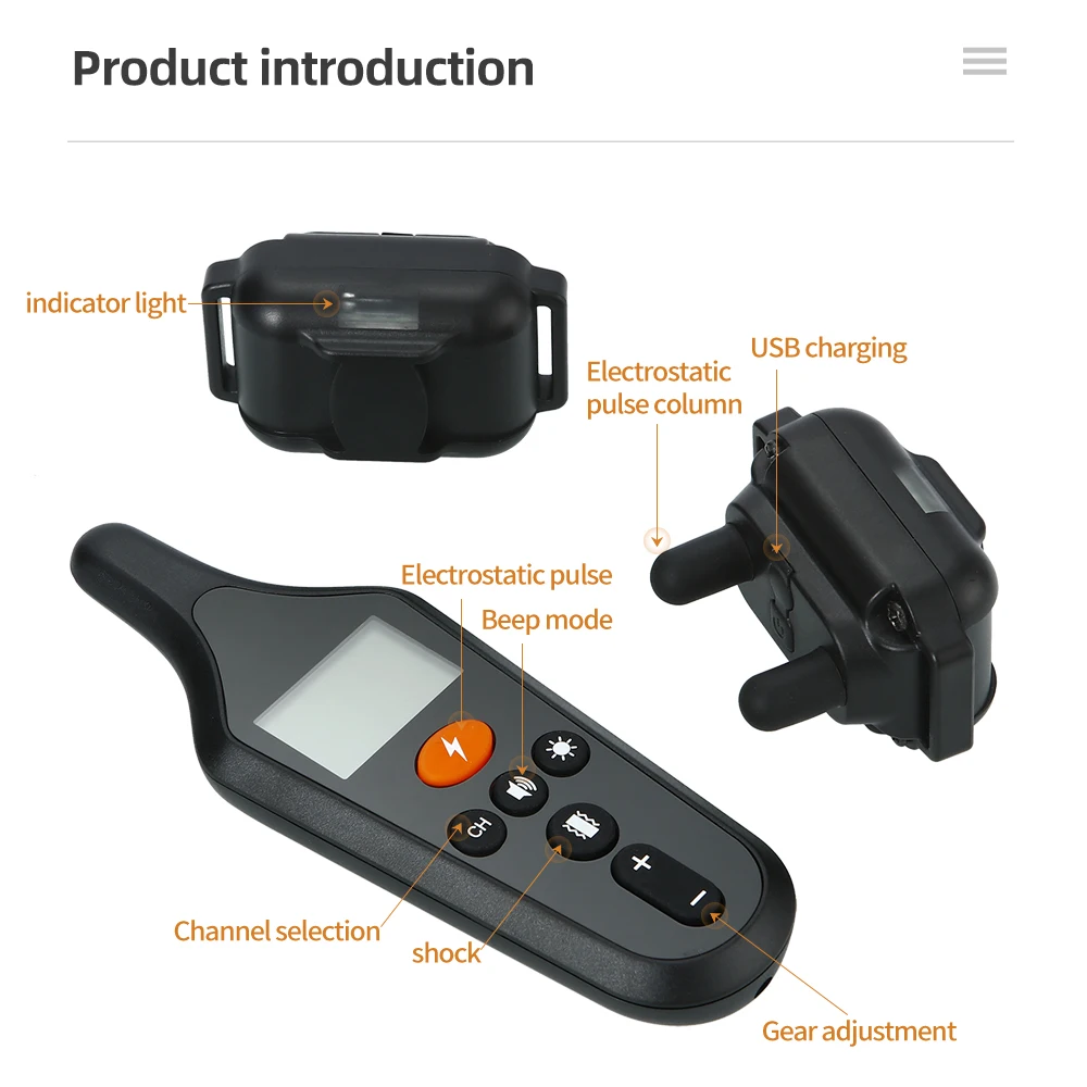 電気犬用トレーニングカラー,リモコン,樹皮防止,振動,安全なショックモード,小型,中型,大型犬用