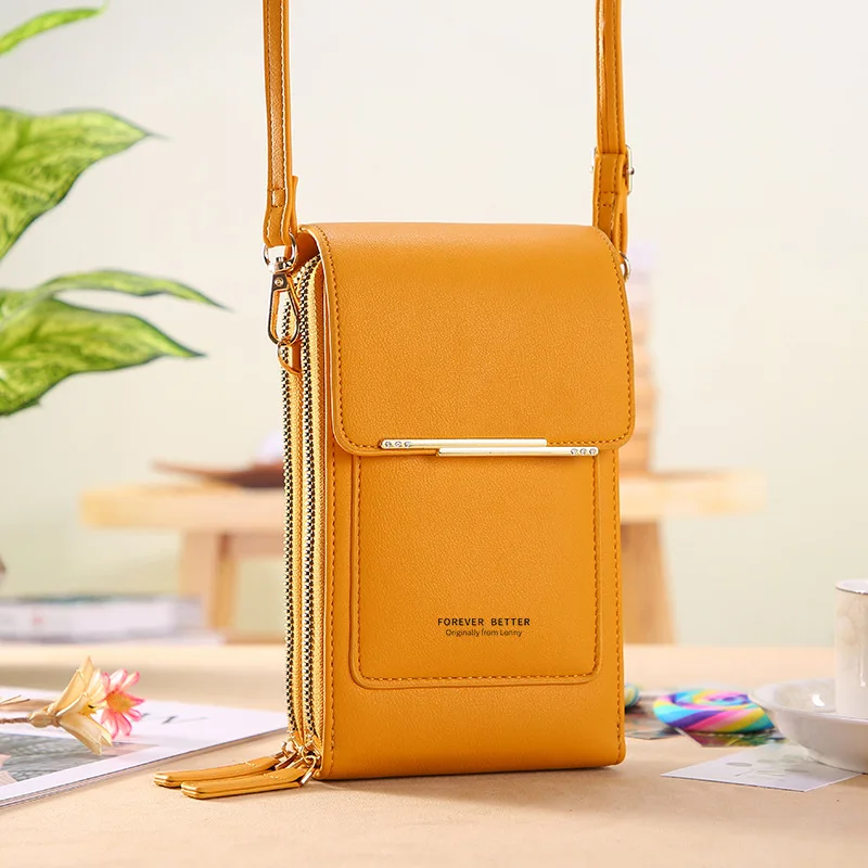 Buylor-Bolso de diseñador de lujo para mujer, Cartera de cuero suave con pantalla táctil, para teléfono móvil, bandolera a la moda, 2024