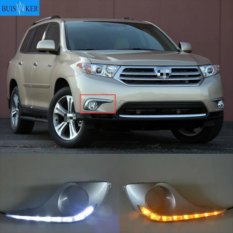 

Car 1 Set 12V For Toyota Highlander 2012 2013 2014 LED DRL Daytime Running Lights Daylight Waterproof Fog Lamp Cover