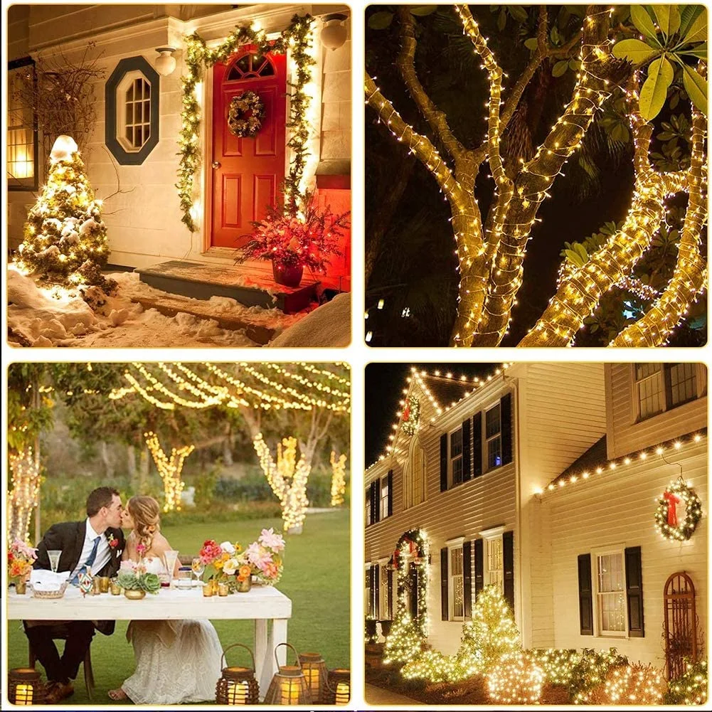 LED String Lights Waterproof Fairy Lights 8 Modes Power Supply for Home Garden Wedding Party Christmas Decoration Outdoor