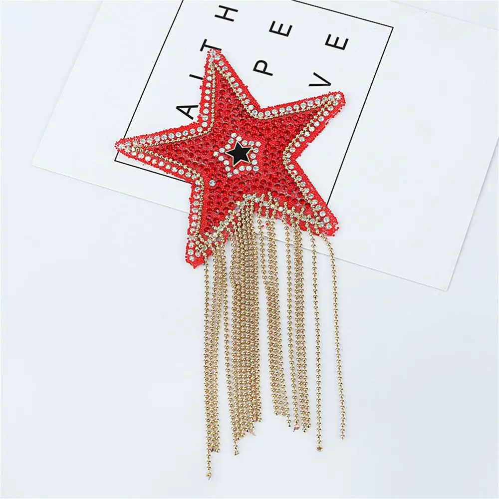 Five-pointed Star Pattern Sequined Sparkling Rhinestone Iron-on Patches Embroidery Clothes Appliques Clothing Accessaries