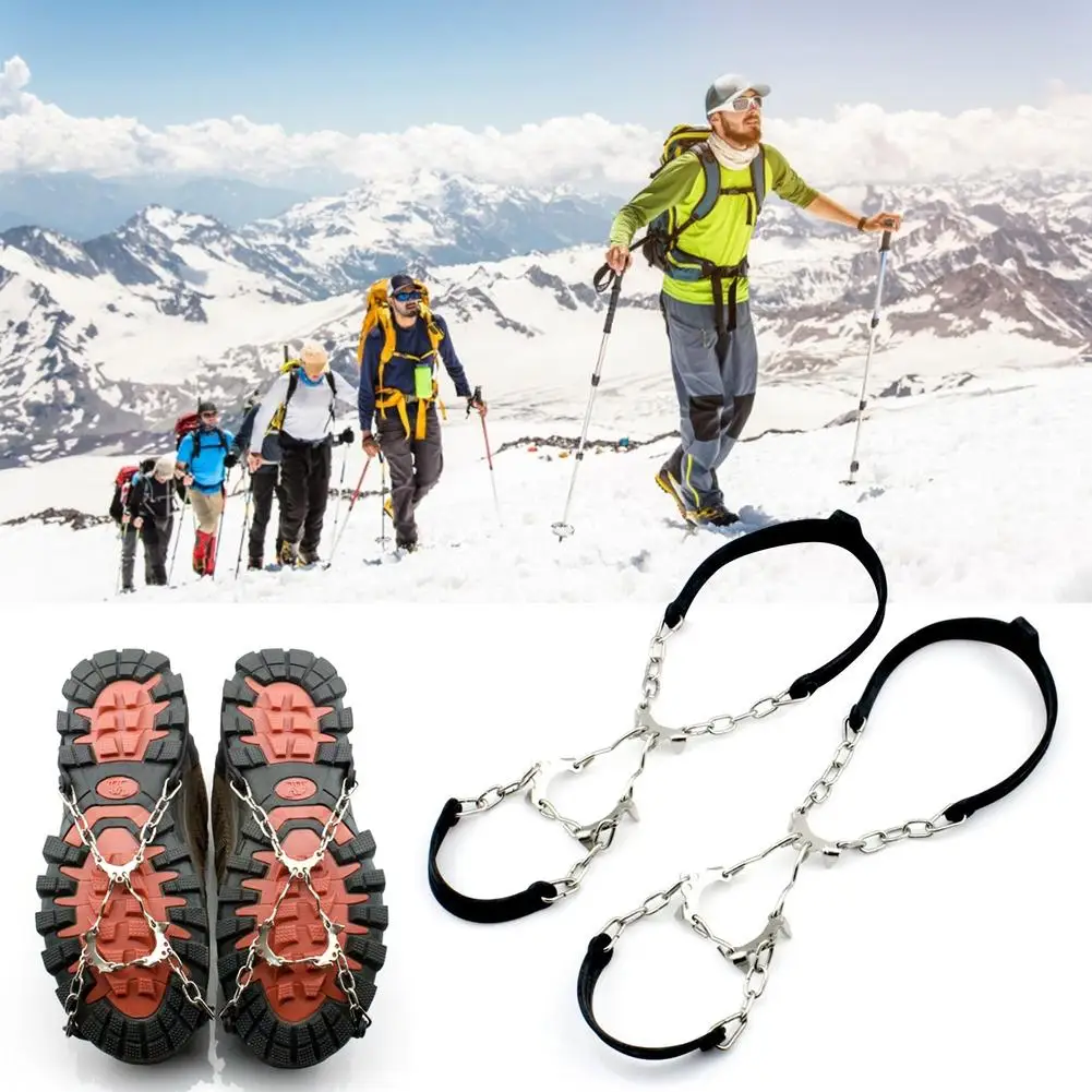 6 dentes grampos de gelo crampons silicone caminhadas capa picos sapatos antiderrapantes apertos de neve corrente pinças de gelo acessórios de escalada