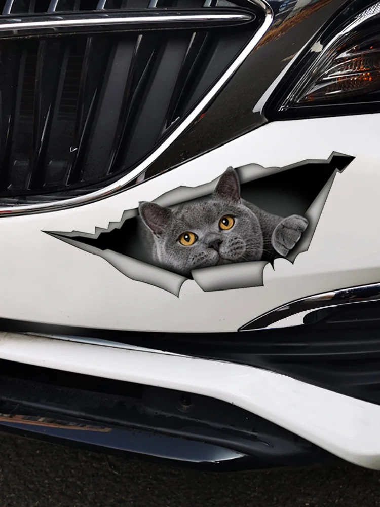 British Shorthair Cat Car Sticker Waterproof Auto Decors for Bumper Rear Window Laptop