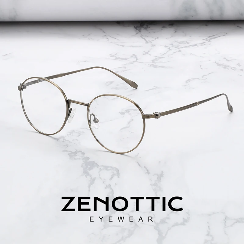 

ZENOTTIC Pure Titanium Glasses Frame Men Women Retro Round Ultralight Spectacles Prescription Eyeglasses Myopia Optical Eyewear