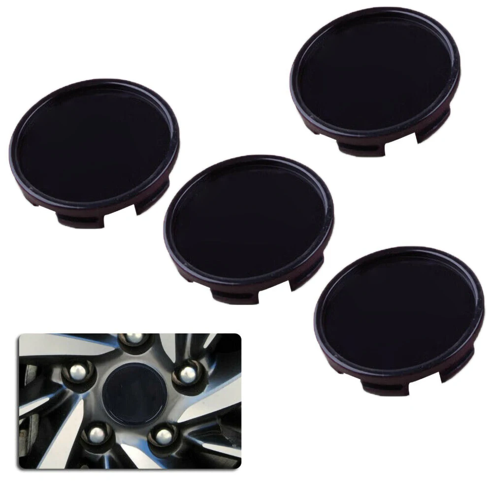 4pcs Black ABS Car Wheel Center Hub Cap Decorative Cover Kit 58mm 53mm Automobile Rim Hub Dust-proof Decoration Badge