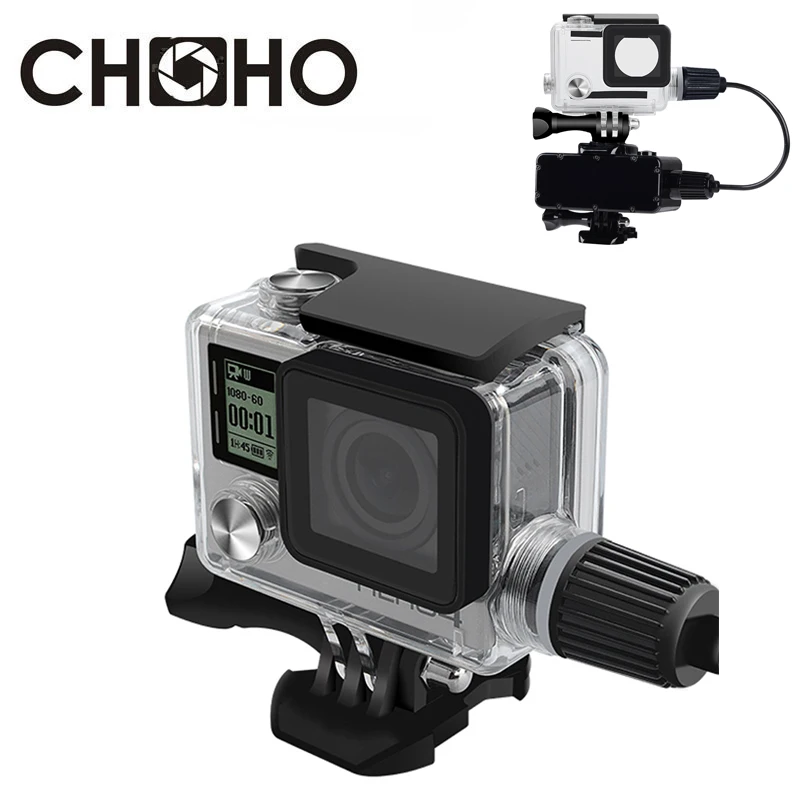 Wodoodporna obudowa obudowa nurkowanie 30M kabel do ładowania motocykla powłoka ochronna do Gopro Hero 3 + 4 go pro akcesoria