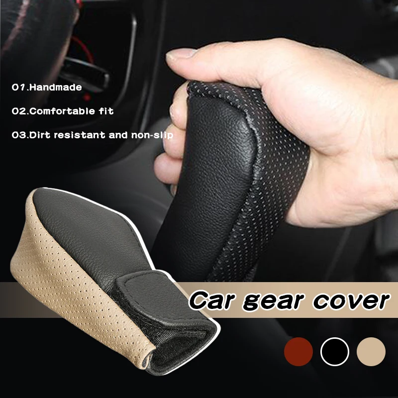 

Car Accessory Hand Shift Knob Cover PU Leather Handbrake Non-Slip Protector Speed Shifter Car Gear Shift Knob Head Lever ​Cover