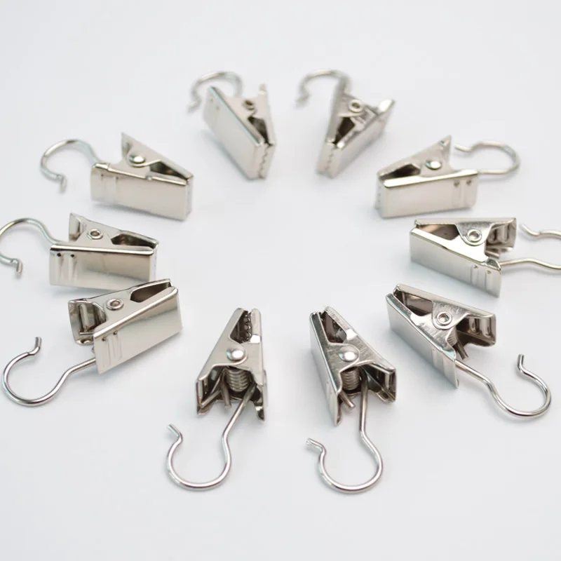 10PCS/SET Curtain Accessories Sliver and Rod Hook Clips Clamps Drapery Clips Curtain Clips