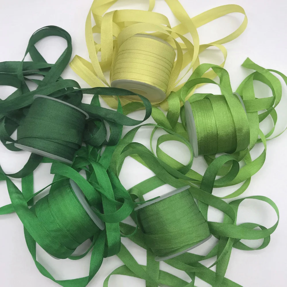 

7mm, 10yards/color,silk set,100% real pure silk thin normal silk ribbons for embroidery and handcraft project,gift packing