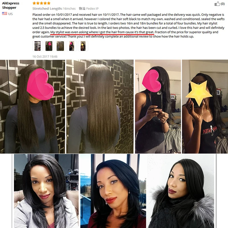 4S Light Yaki Straight Human Hair Bundles For Black Women Kinky Straight Hair Extension Brazilian Virgin Hair Weave 2&3 Bundles