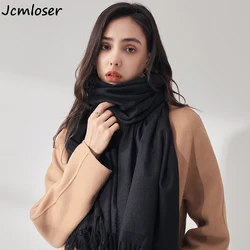 Designer 2023 Herfst Winter Vrouwen Sjaal Effen Kleur Warme Kasjmier Sjaals Kwastjes Sjaals Mode Merk Nek Bandana Pashmina