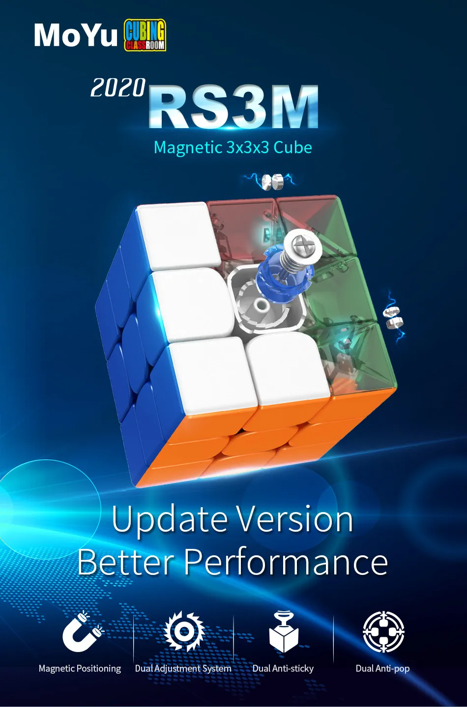 2020 moyu rs3 m magnetisch 3x3x3 geschwindigkeit magie würfel mf rs3m puzzle würfel magnet 3x3 rs3m uv magico cubo – Detail 1