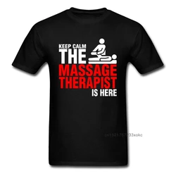 Funny Keep Calm Massage Therapist T Shirt Men Black Tops Tees Letter Clothing Formal Occupation T-shirt Slim Fit Summer