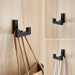 SARIHOSY Wall Hook Coat Hooks 5 Pcs Black Matt Double Hooks for Entryway Kitchen Bathroom Heavy Duty Hook Bathroom Accessories