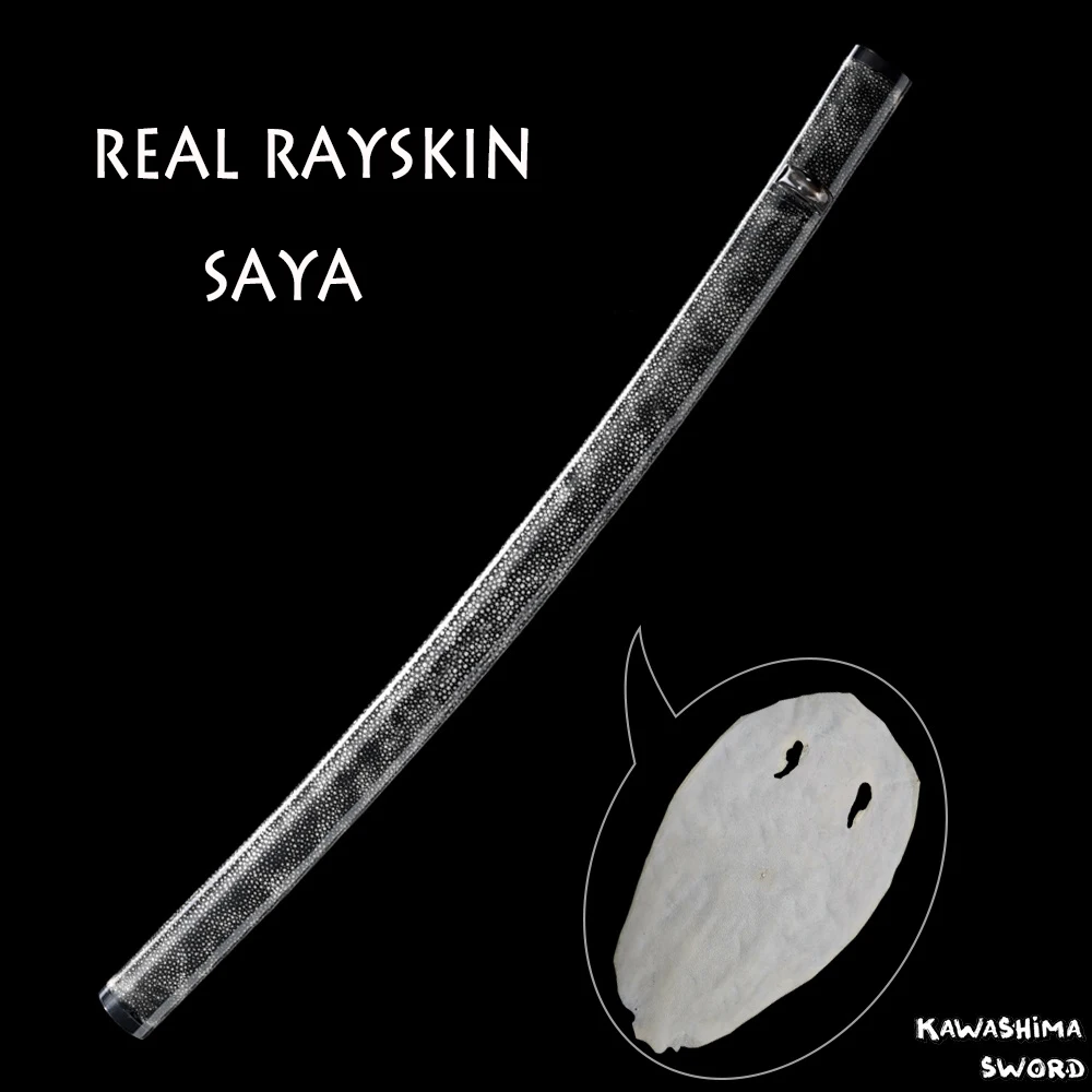 Horn Fittings Fully Wrapped White Rayskin Wooden Saya Samuari Sword Scabbard Katana Sheath Brand New