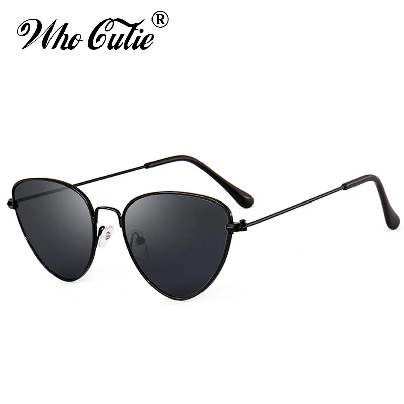 WHO CUTIE 2018 Pink Tint Cat Eye Sunglasses Women Brand Designer Retro Vintage Lens Cool Flat Top Sun Glasses Shades oculos 482