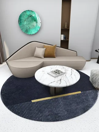 Round Geometric Stripe Non-Slip Floor Mat, Decorative Carpet, Sofa Bedside, Living Room, Bedroom