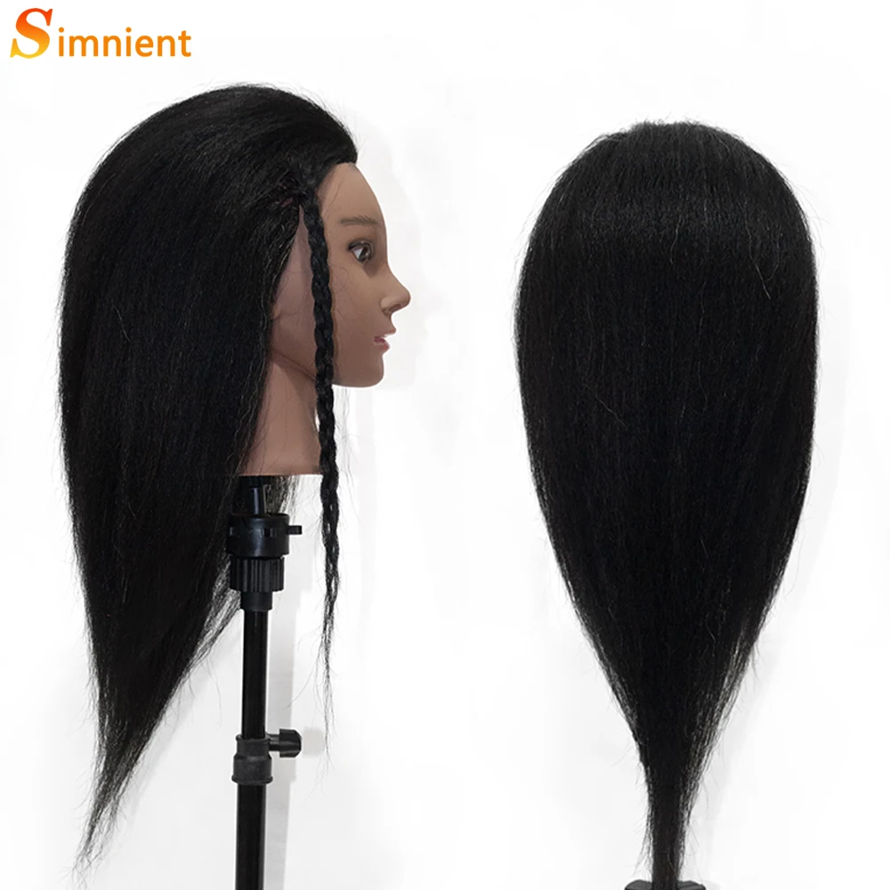 African Mannequin Head With Real Hair Afro Heads Professional Styling Braiding Training Hairart Barber Hairdressing Tools Wigs