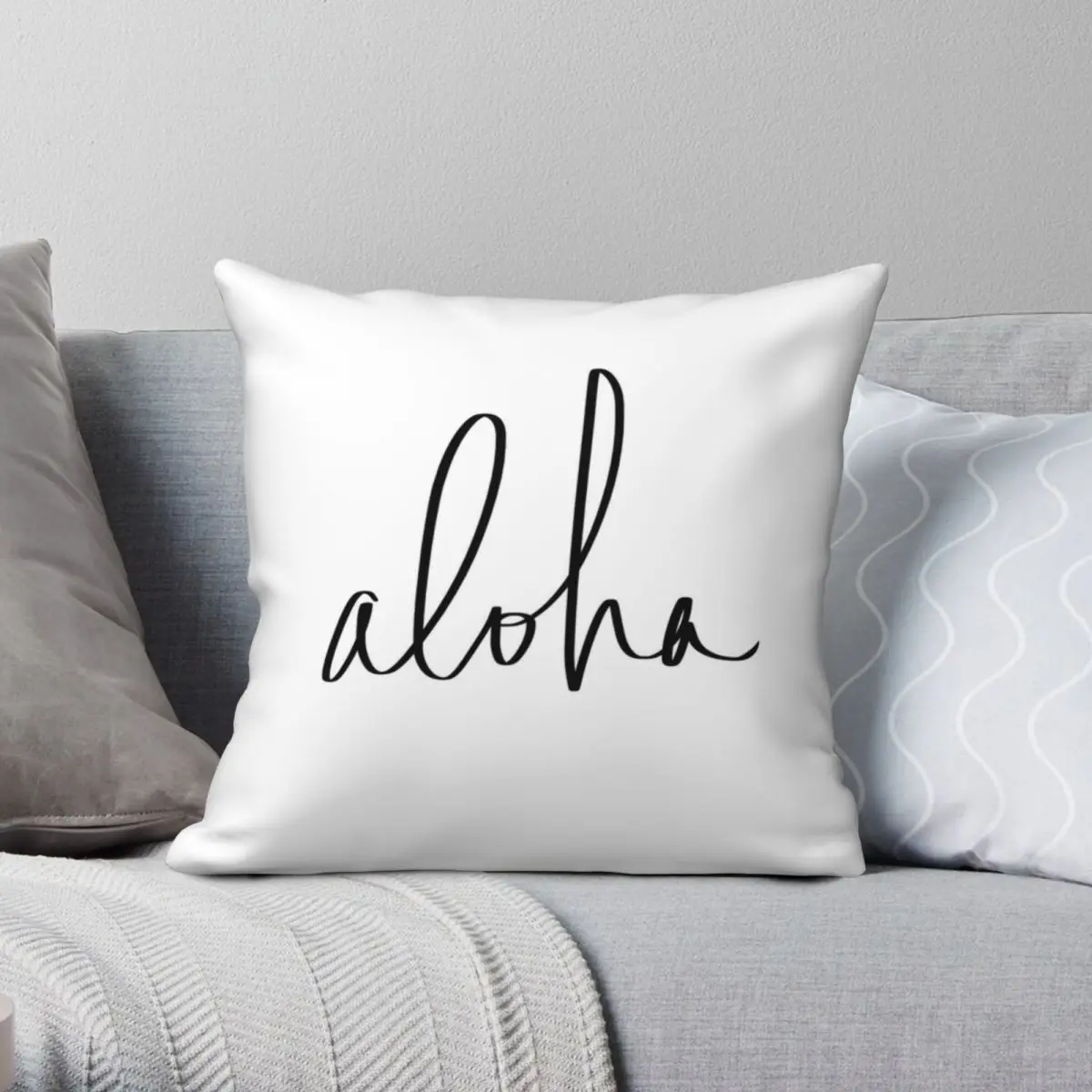 Aloha Hawaii Typography Square Pillowcase Polyester Linen Velvet Creative Zip Decor Pillow Case Car Cushion Cover Wholesale