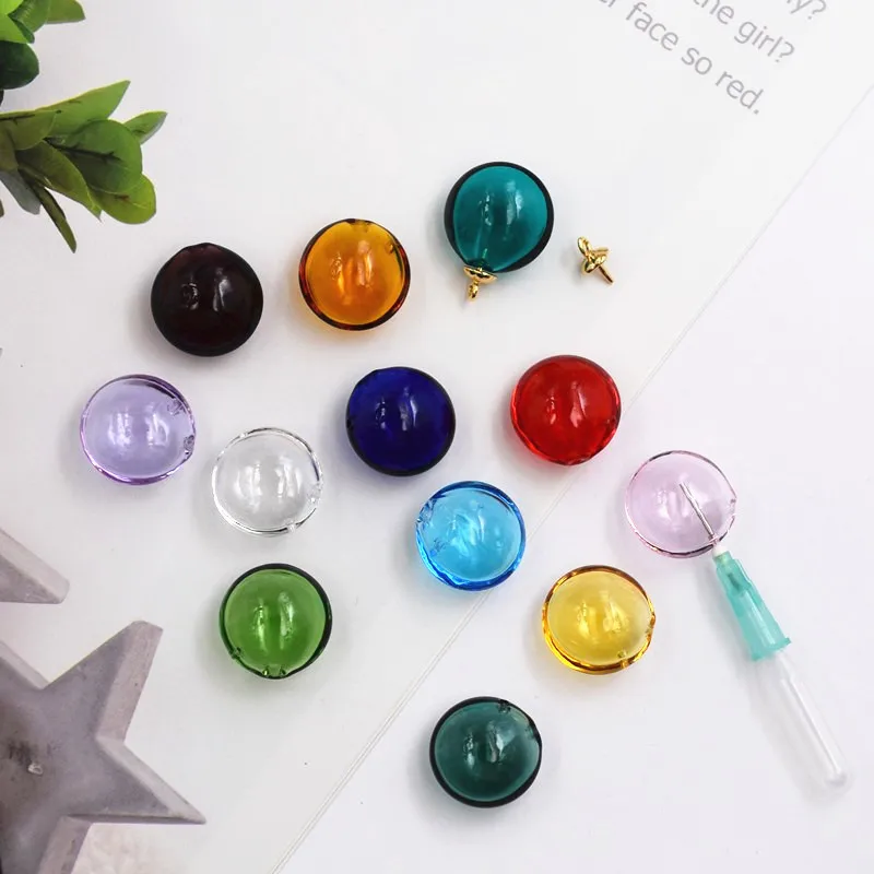 1X Flat Ball Diffuser Perfume Refillable Handmade Essential Oil Aromatherapy Bottle Pendant Jewelry Round Glass Pendant DIY