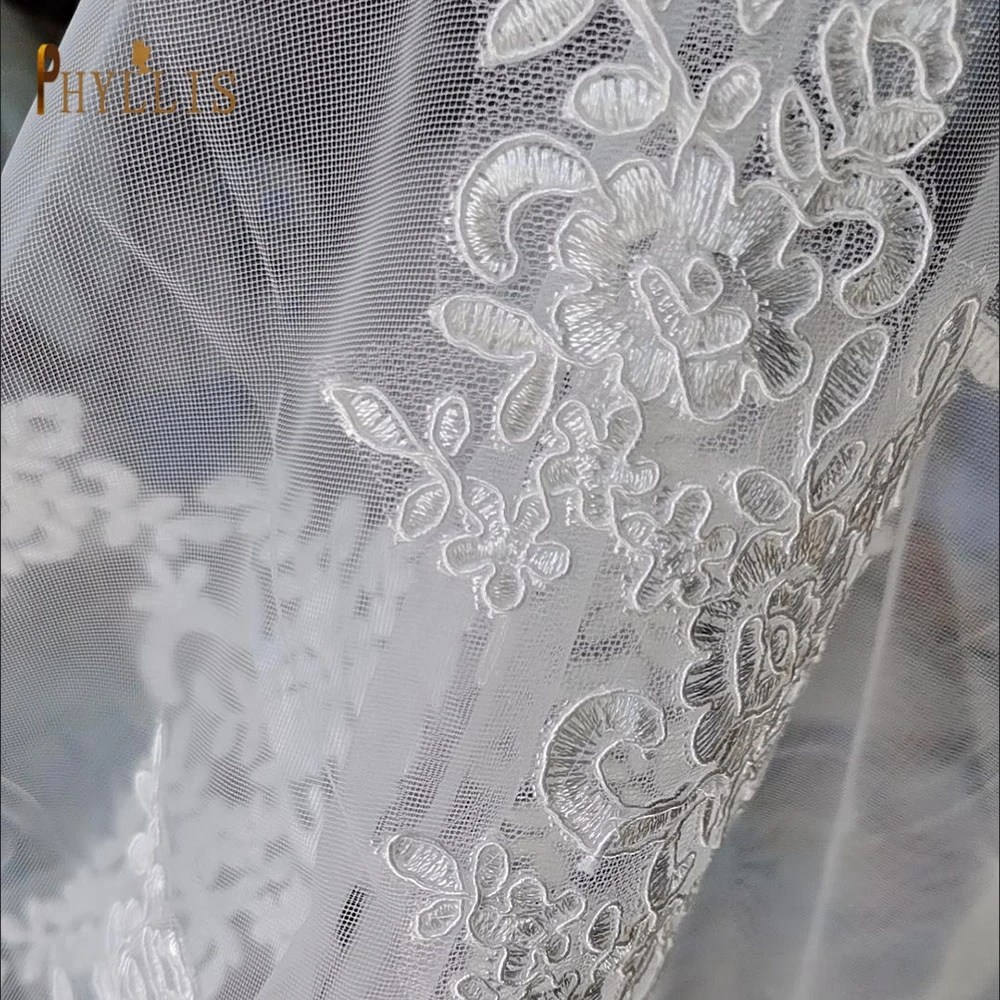 B54 Kathedraal Bruiloft Sluier Met Kam 3 Meter Lange Bruidssluier 1 Layer White Bridal Veil Borduren Bloem Bruiloft Accessoires