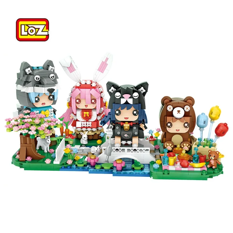 

NEW LOZ Blocks Cartoon Figures Collection Building Brick for Children Toy Kids Wolf Rabbit Bear Cat Present New Year Gift 1663