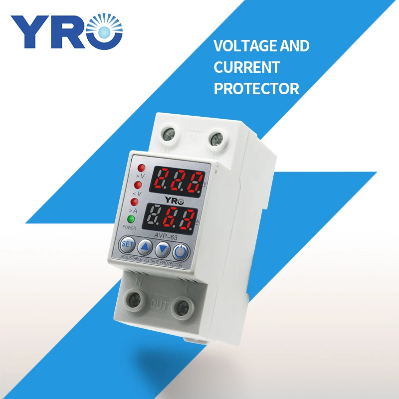 Guida Din doppio Display di corrente di sovratensione regolabile sotto tensione dispositivo di protezione relè di protezione 63A 230V