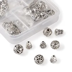 20set/box Guru Bead Sets Alloy Prayer Beads 3-Hole Round & Calabash Buddha Head Beads Cap Antique Silver Color Jewelry Making