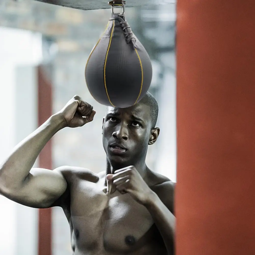 Sacco da boxe da boxe in pelle PU fodera in lattice girevole leggera sacco di sabbia riscaldabile leggero palla di sfiato Fitness a rimbalzo rapido