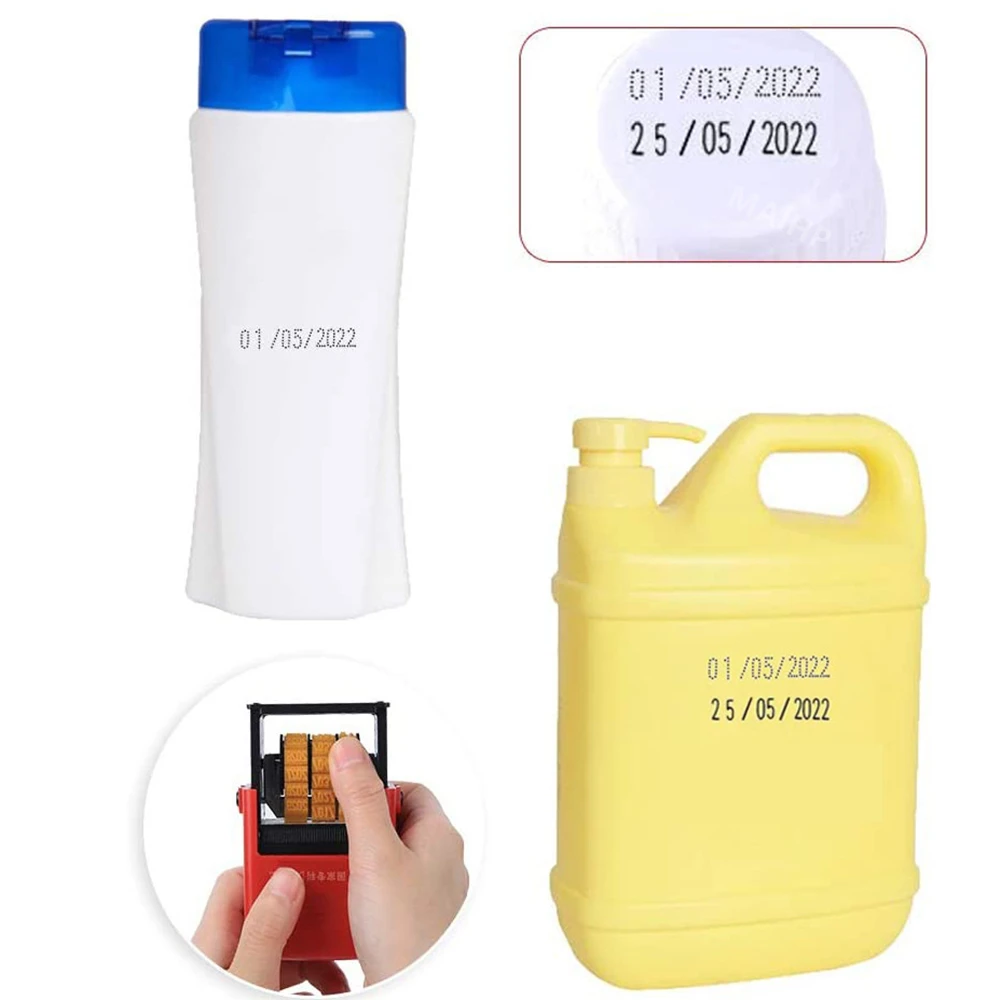 Handheld Mini Bottle Metal Can Food Plastic Bag Date Stamp Black Quick-Drying Ink Seal Stamping Date Printer Dot matrix Font