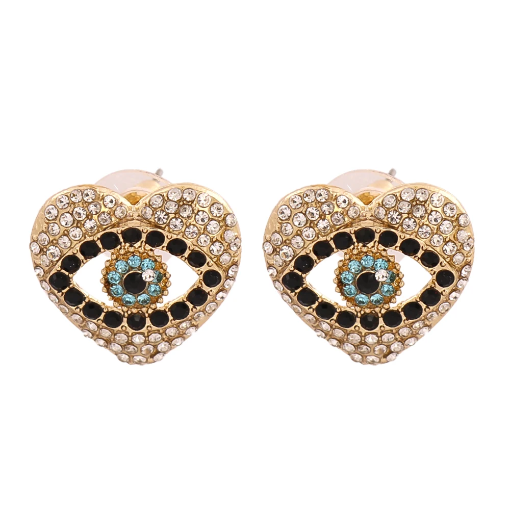 Fashion Pearl Gold Plated Drop Earrings Crystal Evil Eye Shape GeometricEarrings Women Weding Party Jewelry