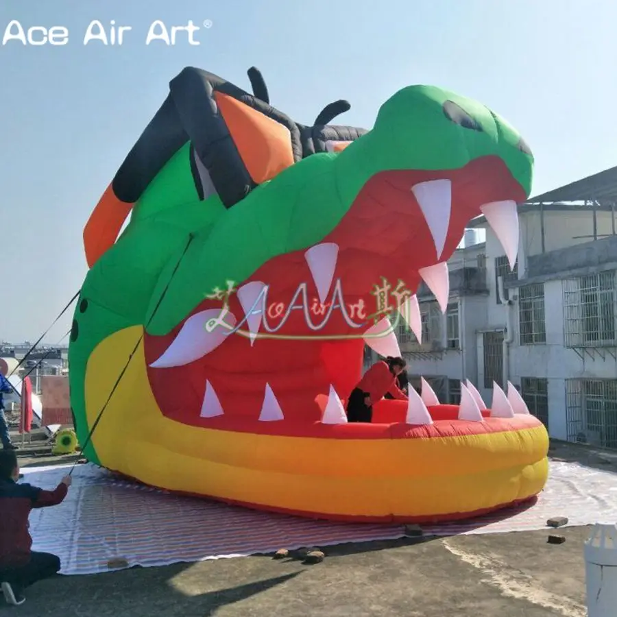 Customized inflatable crocodile head,Crocodile dj booth,animal head shaped tent on sale