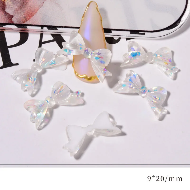 Decoración holográfica para uñas, accesorios transparentes 3D para manicura con forma de mariposa Aurora, 8 piezas