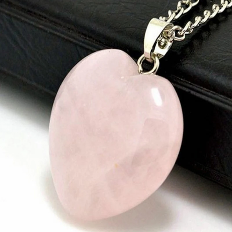 Cute Heart Natural Quartz Stone Choker Necklace Women Lucky Healing Chakra Opal Stone Pendant Necklace Female Jewelry Party Gift