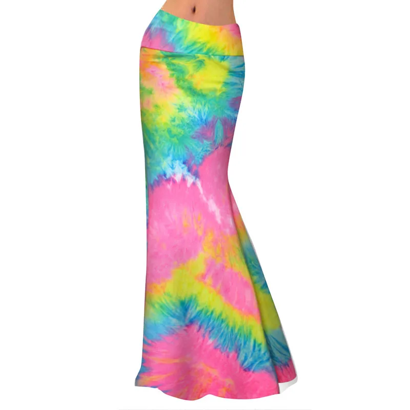 

Rainbow Printed Skirts Womens 2021 Plus Size Long Skirts For Women Summer Ladies Jupe Bodycon Knit Hip Skirt Beach Saia 3XL