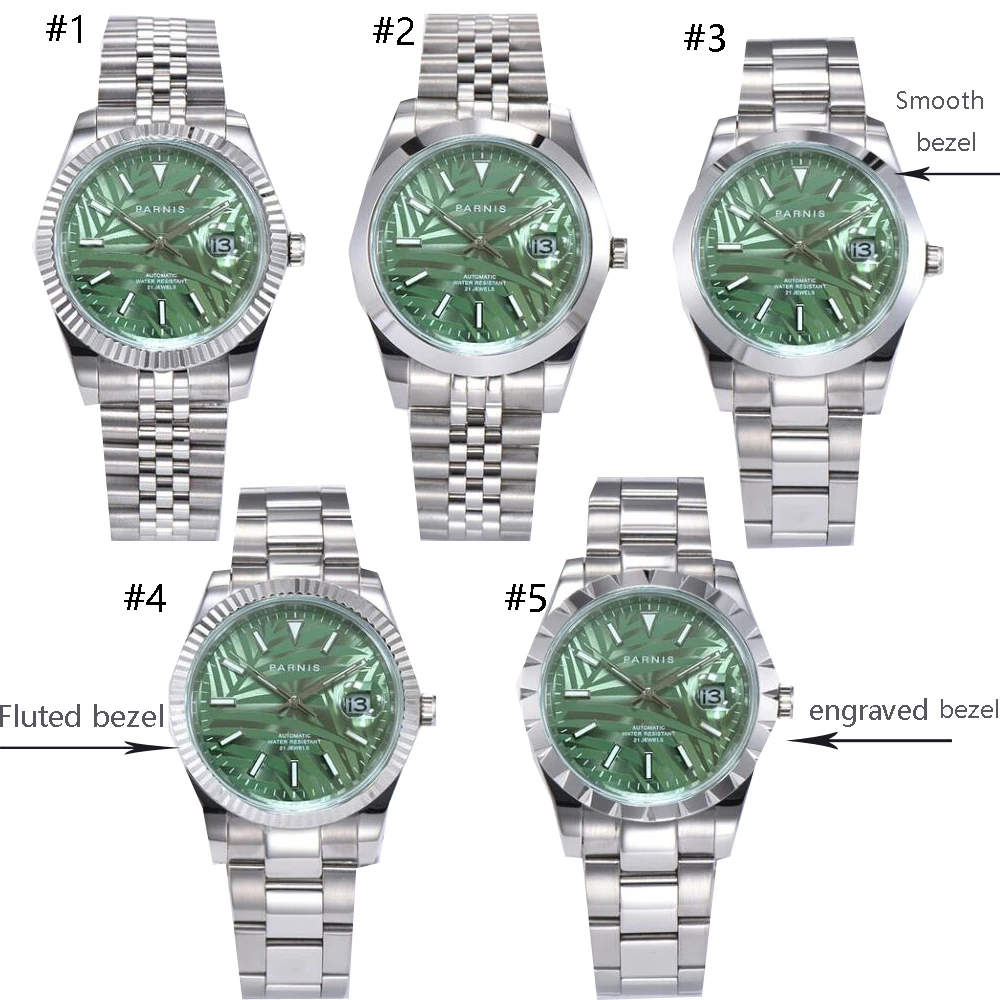 

Miyota 8215 New Arrival Parnis Green Dial Men's Watches Calendar Sapphire Glass Automatic Mechanical Men Wristwatch Nordic style