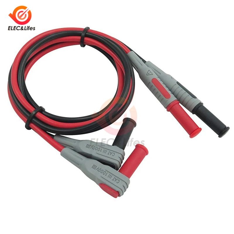 P1032 P1033 Multimeter Test Cable Injection Molded 4mm Banana Plug Test Line Straight to Curved Test Cable Wire Red and Black