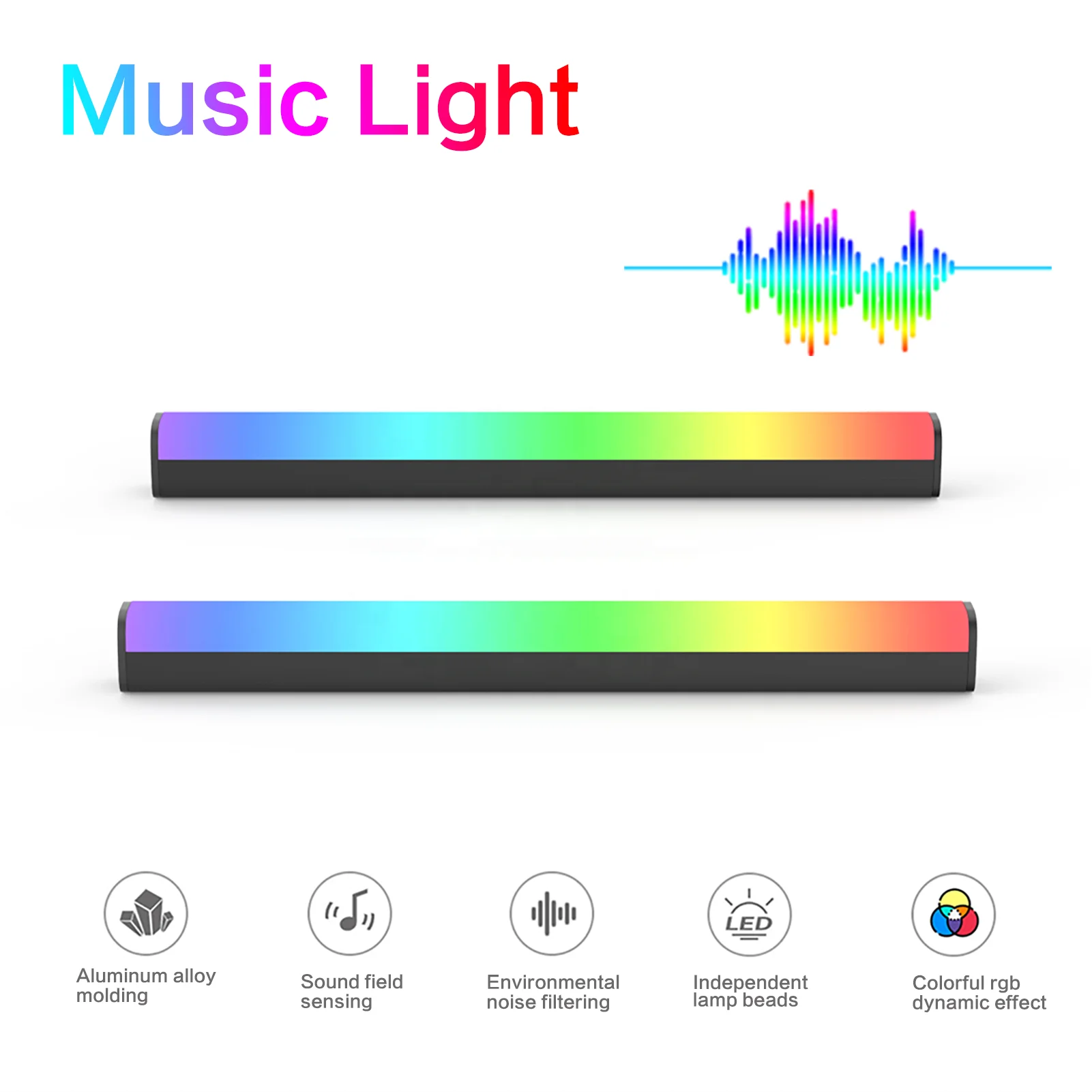 Desktop Interior Atmosphere Room Decoration Audio Sync 10 Scene Modes Gaming RGBIC Smart LED Ambient Light Bar TV