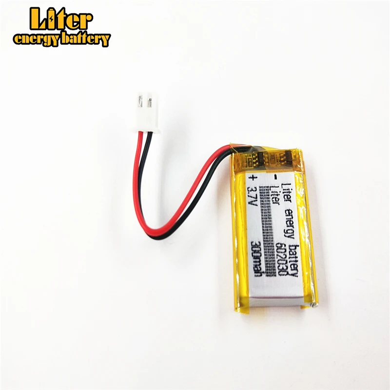 XHR-2P 2.54 300mAh 602030 3.7V lithium polymer battery, Bluetooth MP3 wireless card audio recorder