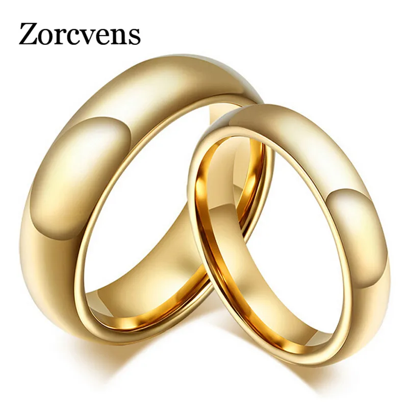 Fashion 100% pure tungsten rings 4MM/6MM wide Gold-Color wedding rings for women and men jewelry