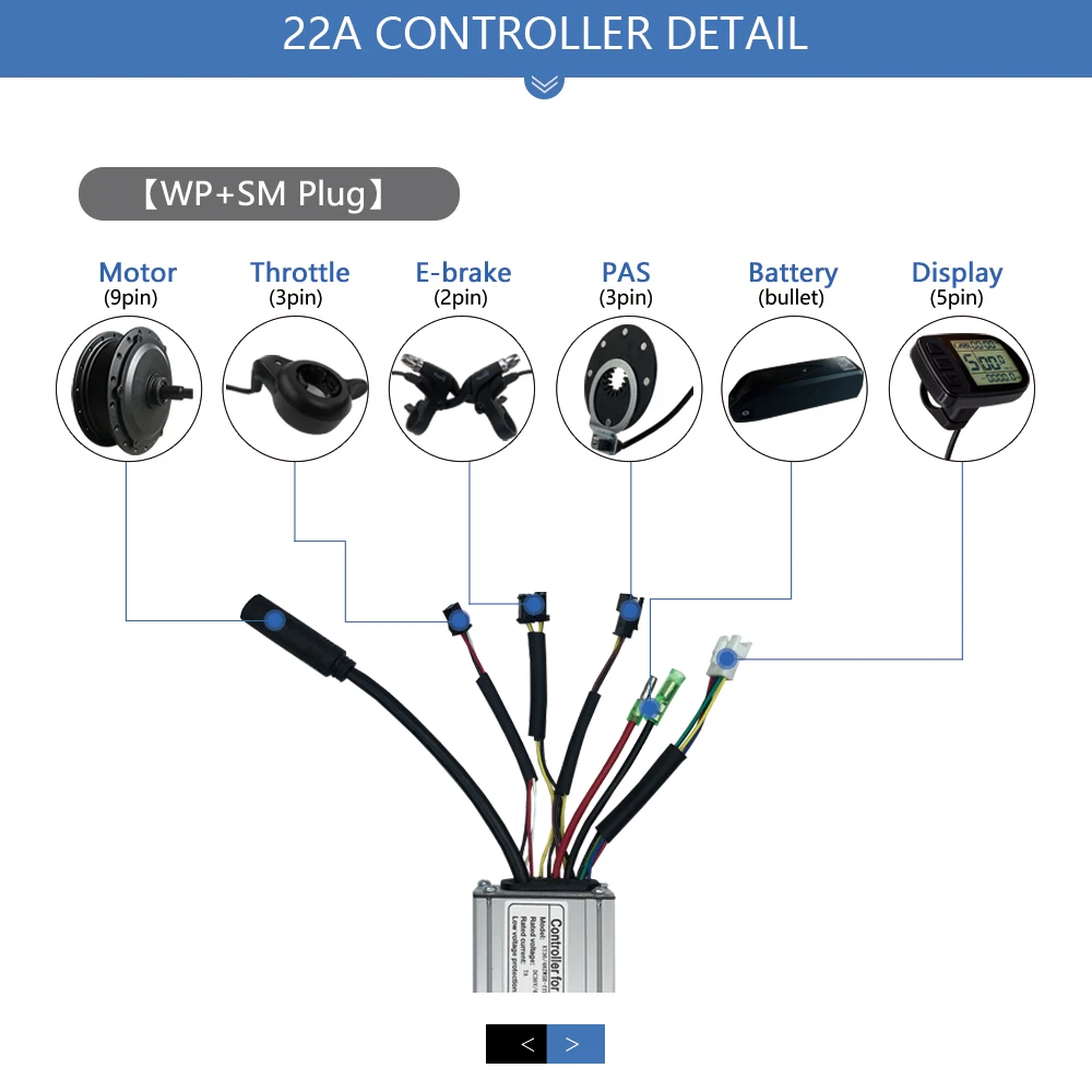 Electric bicycle Controller 36V48V 500W 9 Mosfets 22A KT Controller With Light Function For brushless Electric Bicycle Wheel Kit