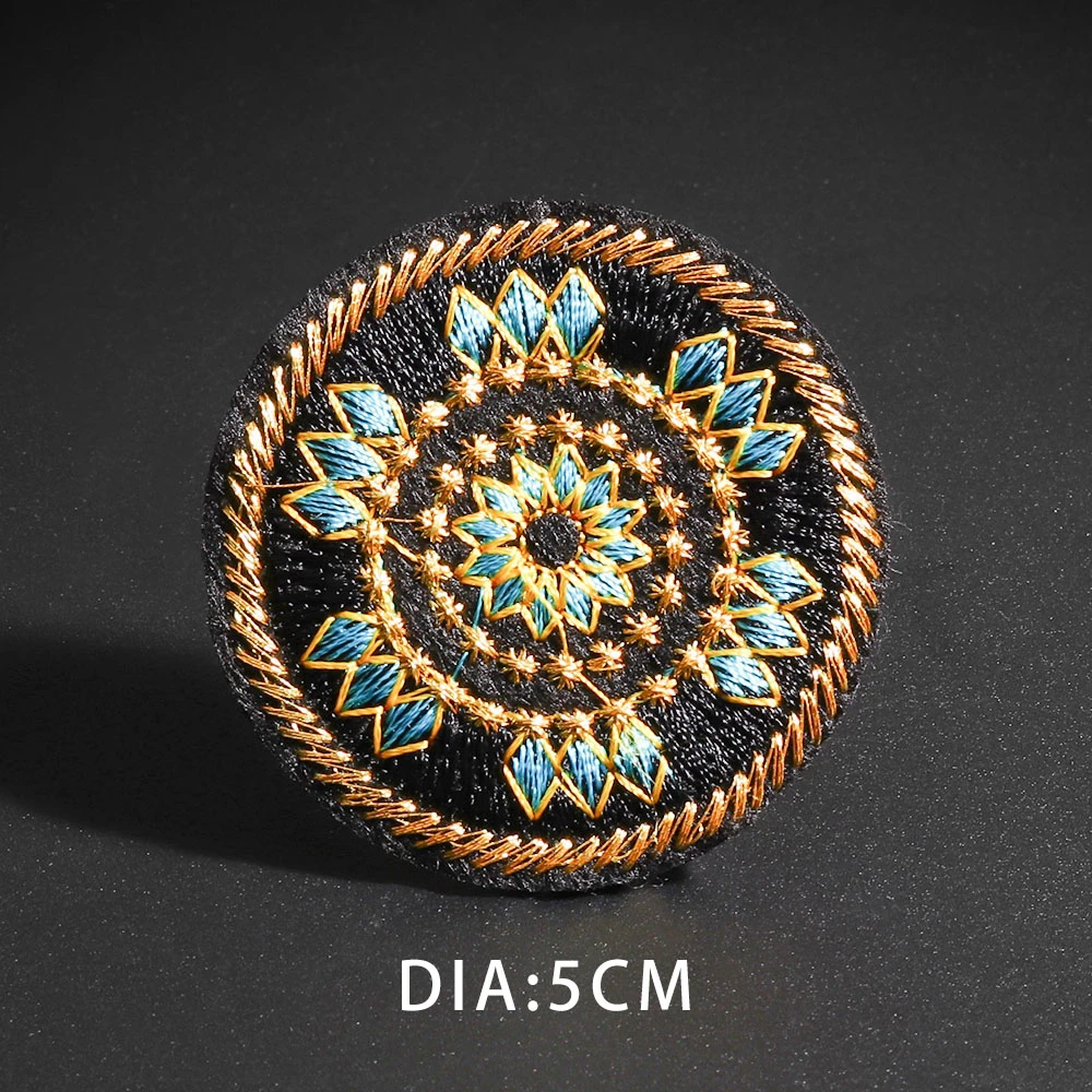 Ethnic style round embroidery patches Flower tube colourful Bags dresses pants decoration Badge Chinese style Accessories