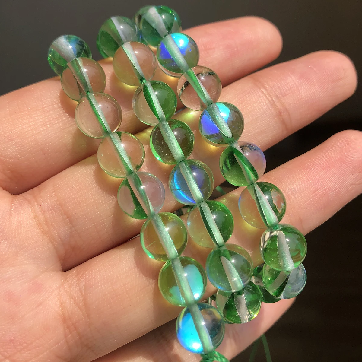 Matte Kristallglasperlen, gefrosteter Mondstein, glitzernd, rund, lose Perlen für die Schmuckherstellung, DIY-Halskette, Armband, 15 Zoll – Detail 11