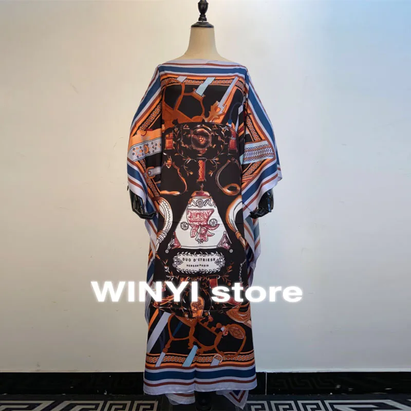 2021Kuwait Dashiki Dress Print Bohemia Hijab Loose Elegant Muslim Abaya Bazin Robe Gowns Broder Riche Sexy Lady Party maxi beach