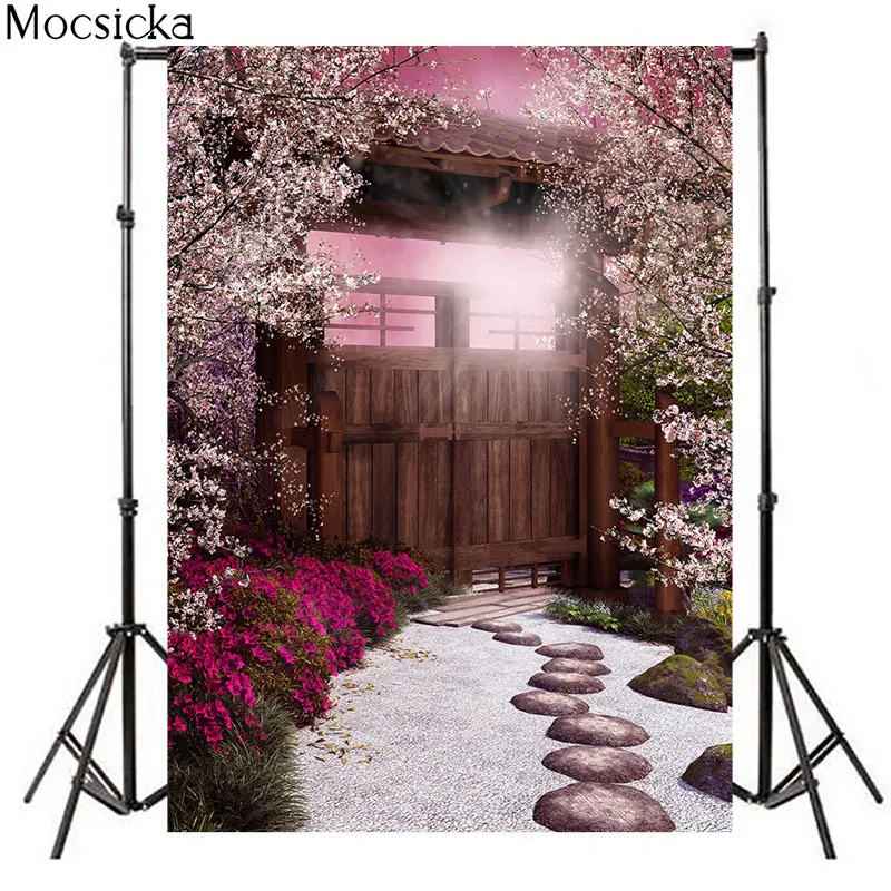 Mocsicka – arrière-plan de photographie de paysage naturel, décoration de jardin de Style japonais, bannière d'art de Portrait de Baby Shower