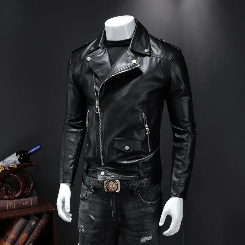 2020 Autumn And Winter New Lapel Jackets Men PU Leather Fashion Korean Youth Motorcycle Trend Jacket Plus Size Male Coat