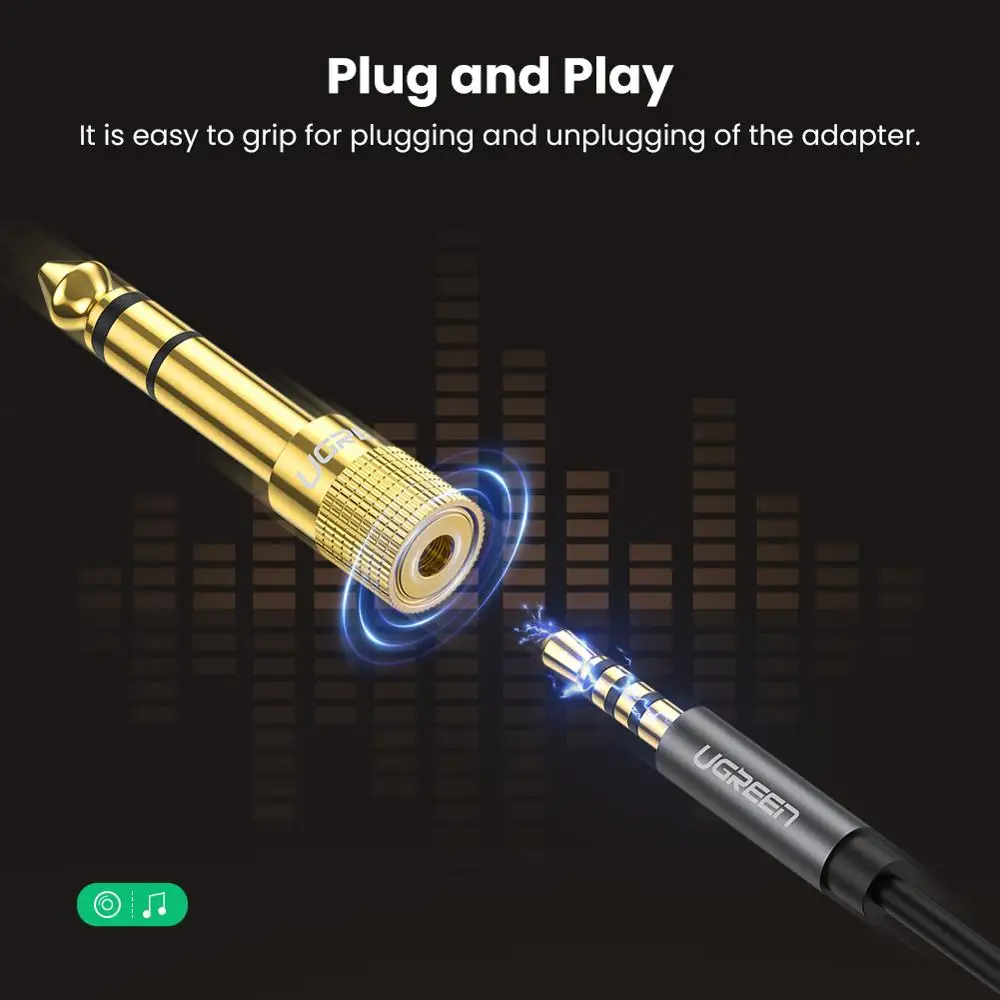 Ugreen Jack 3.5 Speaker Connector 6.35mm Male to 3.5mm Female Audio Connector 3.5 Jack Aux Cable for Speaker Guitar Jack 2 pack