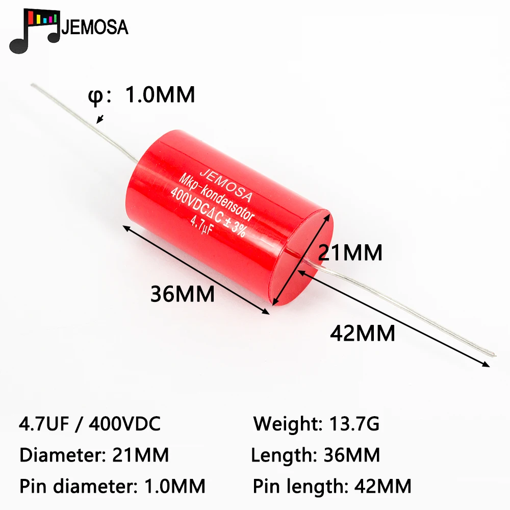 Audiophiler Axial MKP Capacitor 4.7UF 400V DC Coupling Divider HIFI Grade Audio Capacitor 4.7UF 400V For Tube Guitar Amplifier